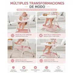 EVERSO - Silla de Comer Bebé 3 en 1 Ajustable Multifuncional con Mecedora