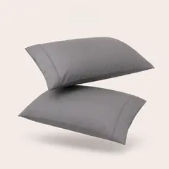 AZ AURAZEUS - Set de 2 Fundas de Almohada 100% Algodón 200 Hilos Gris - 50x90