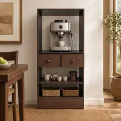 GENERICO - Mueble Buffet 50cmx30cmx100cm Comedor con 2 Cajones Estantes Madera Natural