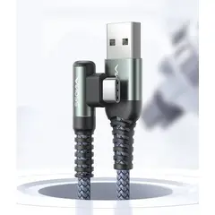 GENERICO - Cable USB trenzado nylon a USB C conección lateral carga rápida 50cm