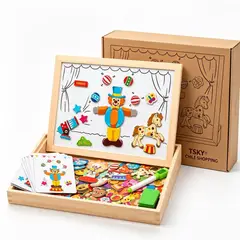 TSKY CHILE SHOPPING - Rompecabezas Magnético Montessori Madera Circo Niños Juego Didáctico 4 En 1 Creativo Educativo