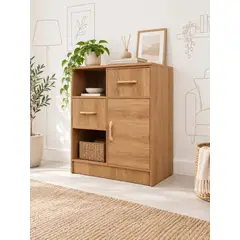 GENERICO - Cajonera Organizador 60cmx41cmx69cm Mueble de Almacenamiento con Cajones y Puerta Madera Natural