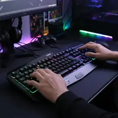 LBN - Teclado Gamer Mecánico para PC y Notebook - Retroiluminado LED - USB