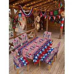 GENERICO - Set Mantel y Fundas de Silla Diseño Dieciochero Fiestas Patrias