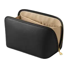 GENERICO - Cosmetiquero Organizador de Viaje Mujer Cuero Vegano Negro