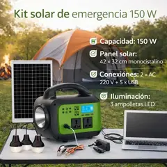 MOVI - KIT SOLAR DE EMERGENCIA 150 W, CON PANEL SOLAR