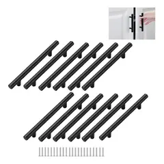 GENERICO - Pack 10 Tiradores Negros Inoxidables 20 Cms, Manilla Cocina