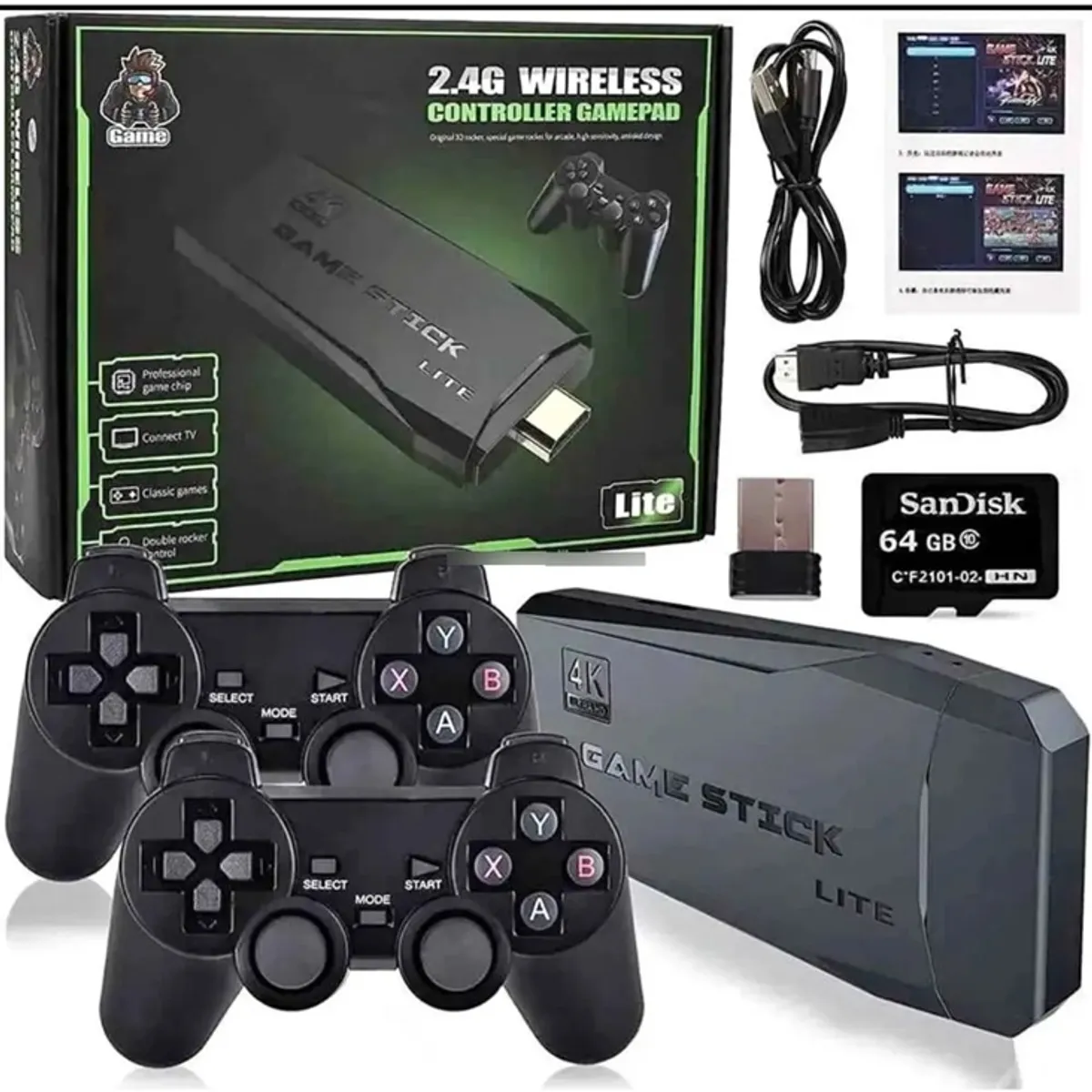 GENERICO - Accesorios Juegos Retro Inalámbrico 4k Hdmi 10000+ 64gb