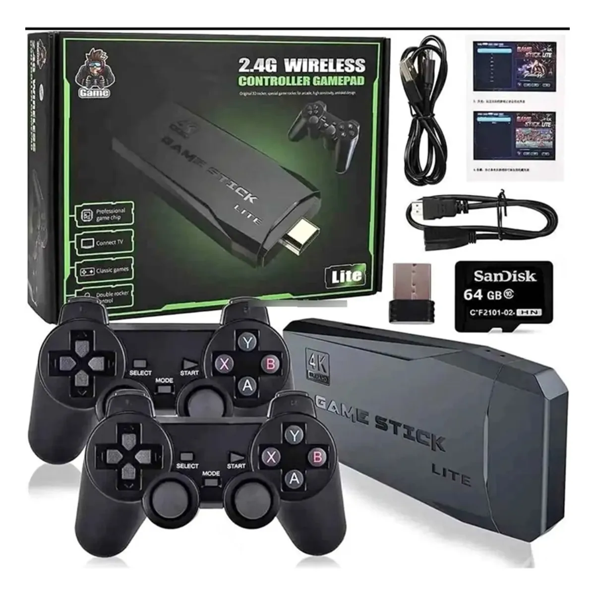 GENERICO - Accesorios Juegos Retro Inalámbrico 4k Hdmi 10000+ 64gb
