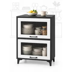 GENERICO - Aparador Buffet Mueble De Cocina Bar Con Puertas Repisas Madera MDF 80x34x92 cm