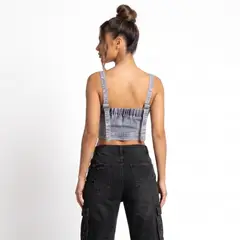 D'JOE - Crop Top Corsé Denim Mujer Dalilah