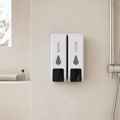 GENERICO - Dispensador Doble de Jabón y Shampoo para Pared Blanco