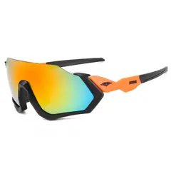 GENERICO - Lentes de Ciclismo Deportivos B-090 UV400 Marco TR90 Negro Rojo Amarillo