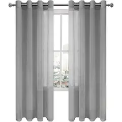 VELO - Set x 2 Visillos Cortinas Con Argollas Premium 140x240 GRIS
