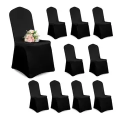 ATURE - Pack 10 Fundas Sillas Spandex Negro Ajustable Hotel Banquete