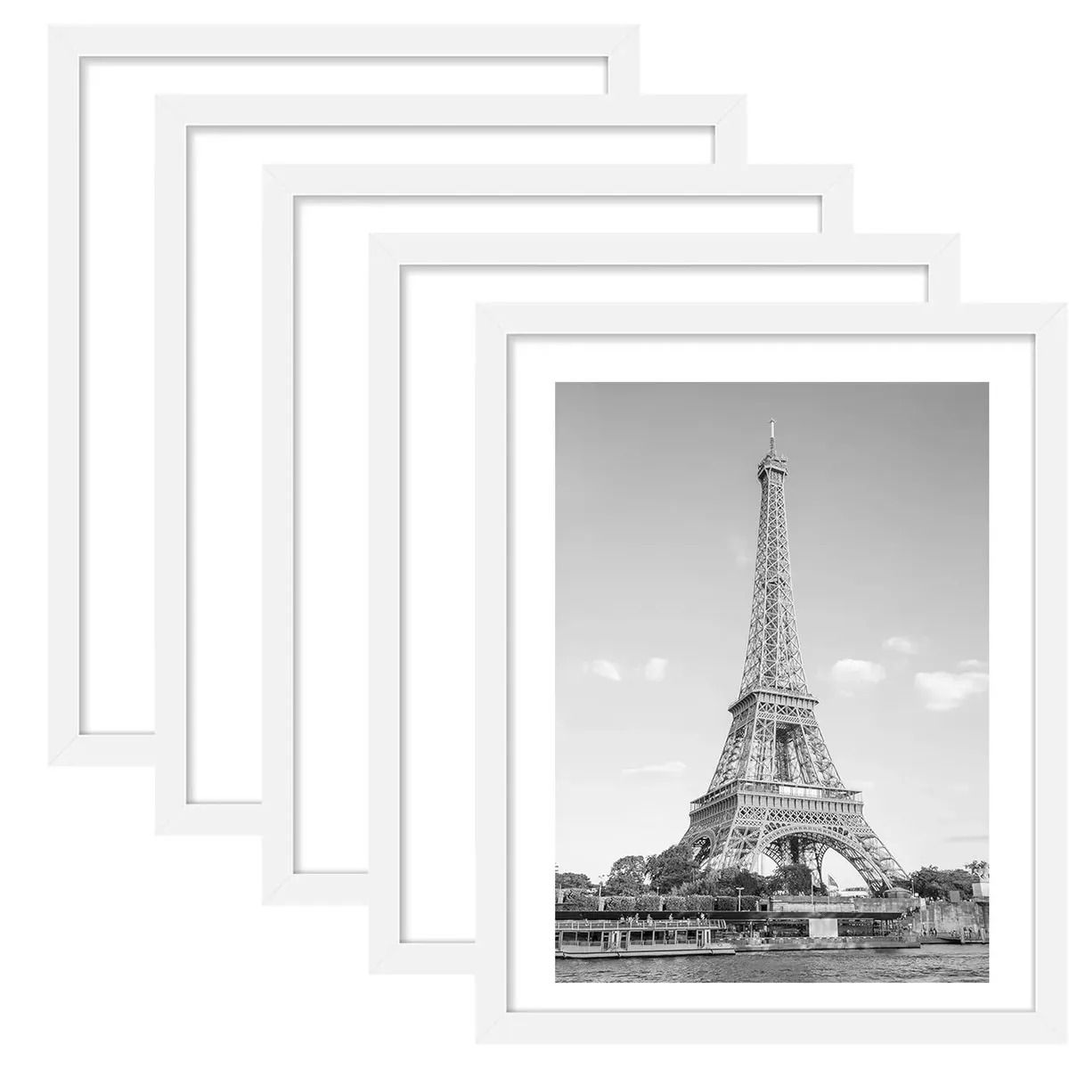 EVERSO - Pack 5 Marco Para Foto Portaretrato Decoración Cuadro A4 Blanco