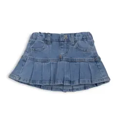 PILLIN - Short Falda Bebé Niña Denim Bolsillos Celeste
