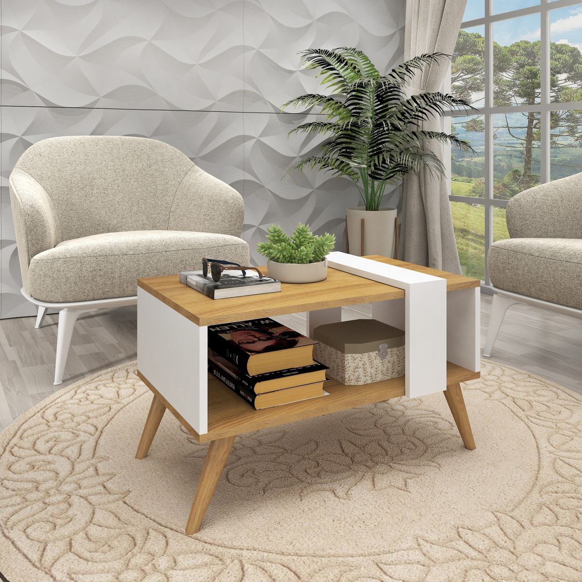 MOBILFRANK - Mesa De Centro Retro Rectangular Mobilfrank