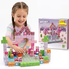 GENERICO - Juguete Construccion Juego Didactico Bloques Magneticos Armables Nina Imaginacion Minecra 100 Piezas