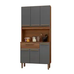 HOGA - Mueble de Cocina 6 Puertas 1 Cajón Santiago Café Gris