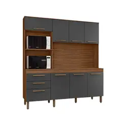 HOGA - Mueble de Cocina 8 Puertas 2 Cajones New Jully Café Gris