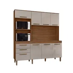 HOGA - Mueble de Cocina 8 Puertas 2 Cajones New Jully Café Vainilla