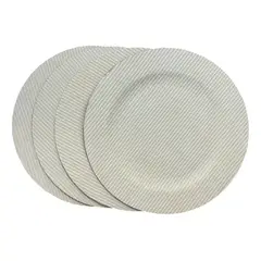 OEM - Pack 4 Plato Plano Decorativo Redondo Claro 32cm Beige