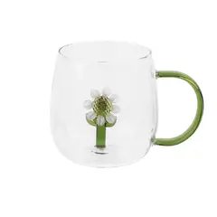 GENERICO - Taza De Vidrio Con Girasol 3D 350ml