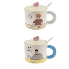GENERICO - Taza Con Diseño De Pareja Con Tapa Y Cuchara