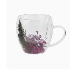 GENERICO - Taza De Vidrio Con Flores Secas 250 ml