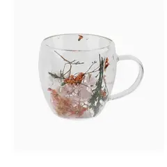 GENERICO - Taza De Vidrio Con Flores Secas 250 ml