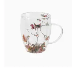 GENERICO - Taza De Vidrio Con Flores Secas 350 ml