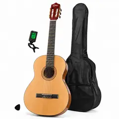 EPIC - Guitarra Acustica Infantil 30 Con Funda, Afinador Y Pua - Natural