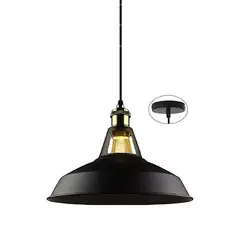GENERICO - Lámpara Colgante Retro Campana Aluminio Soquete 27 + Ampolleta