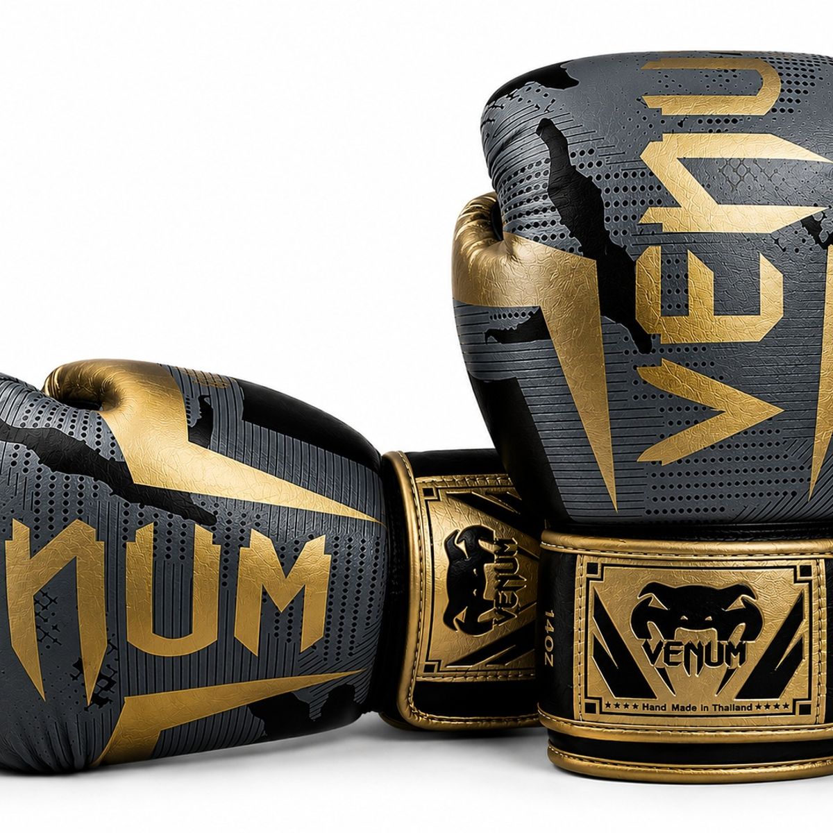 VENUM - Guantes de Boxeo  Muay thai Venum Elite Gold Camo 14 Oz Skintex Tailandia