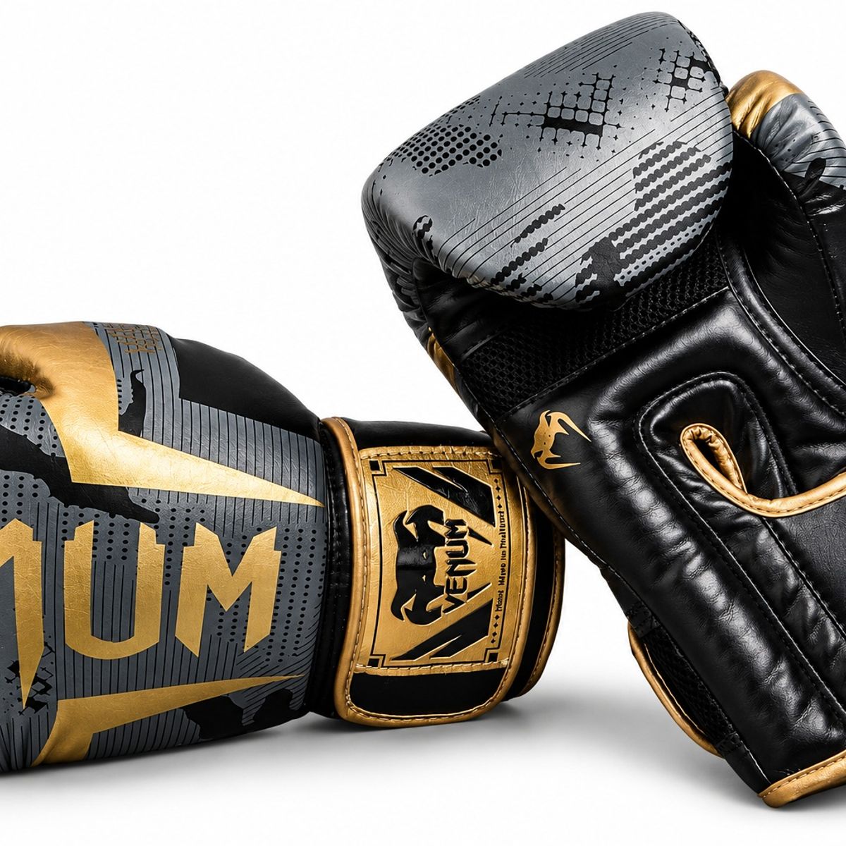 VENUM - Guantes de Boxeo  Muay thai Venum Elite Gold Camo 14 Oz Skintex Tailandia