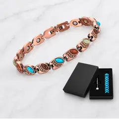 GENERICO - Pulsera Brazalete Cobre Piedra Colores Magnetica Ajustable Imanes