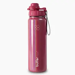 BUFFER FLASK - Termo Botella Agua Termica Acero Inox + Tapas - Negro - Fucsia oscuro