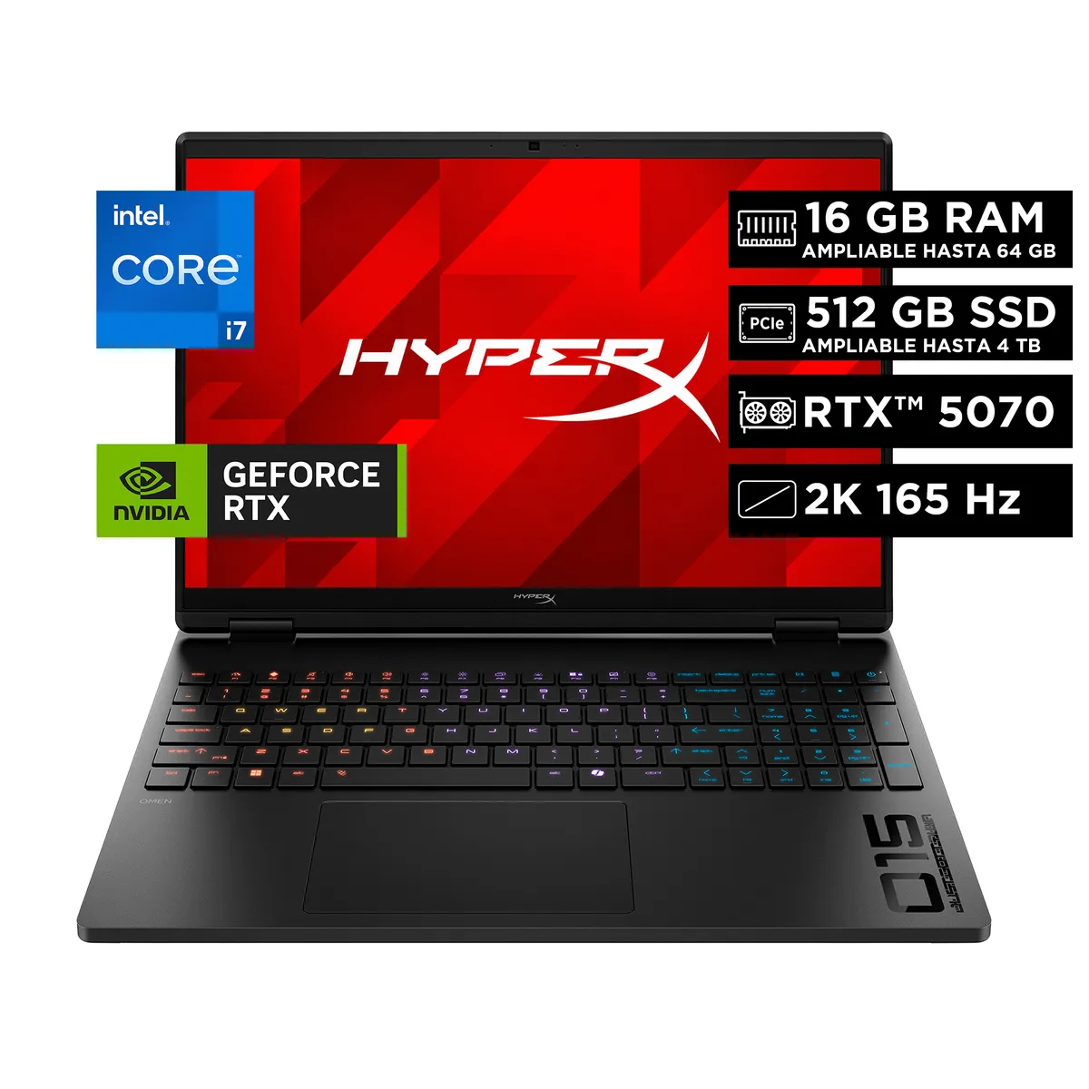 HP - Notebook Gamer HyperX OMEN HP 15-ga0009la Intel Core i7 16GB RAM 512GB SSD RTX 5070 Windows 11 Home