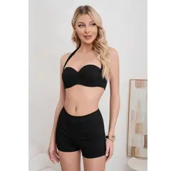 LIKE SHOP - Traje de Baño Mujer Short Tiro Alto Top Tirantes 2 Piezas Colores 8399