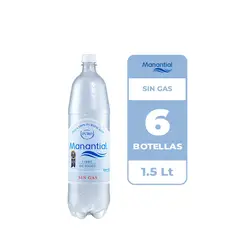 MANANTIAL - 6x Agua Purificada Sin Gas Botella 1.5L