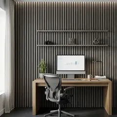 HOGA - Panel Acústico Revestimiento MDF PET 2,4m x 60 cm x 22 mm Gris Oak