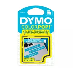 DYMO - Cinta D1 Glitter de Colores 12mm x 3mt Blanco / Azul