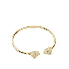 VANE COLLECTION - Pulsera esclava para mujer abierta en fantasía fina con baño de oro y diseño cabeza de pantera
