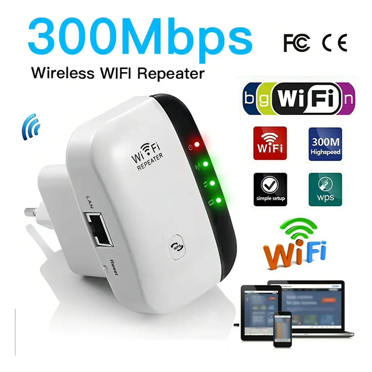 GENERICO - Repetidor Amplificador Wifi Señal 300 Mbps Color Blanco
