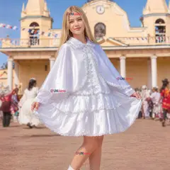 UTILISIMO - Traje Tirana Diablada Vestido Blanco 3 Piezas Juvenil Baile Típico Fiestas Patrias