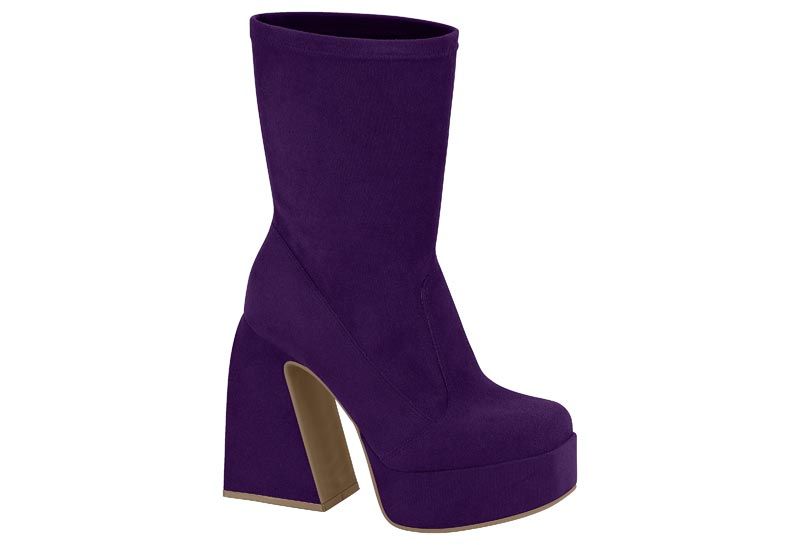 Botin Taco Ancho 10 Cm Violeta