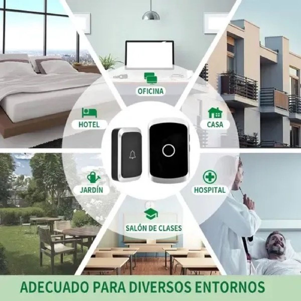 GENERICO - Timbre Inalámbrico Digital Aizo Exterior Enchufable Negro