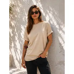 JAGIMA - Poleras Oversize Mujer Cuello Redondo 100% Algodon Estampar 180gr Basica