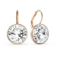 BLOOM CRYSTAL - Aros Bella Colgantes Oro Rosa Cristal Transparente 13 mm - Brillo Todos los Días
